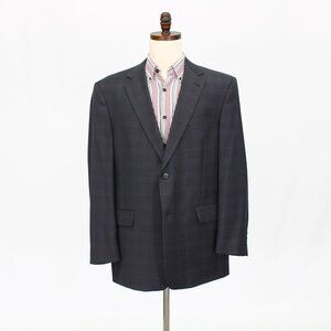 Hart Schaffner Marx 46R Gray Check 2-Button Sport Coat Blazer Jacket P557